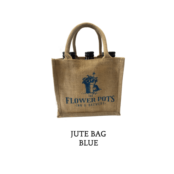 Jute 6 Bottle Bag - Blue